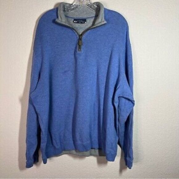 Creamieux Mens Blue Quarter Zip Cotton Pullover Sweatshirt Long Sleeve Size XXL‎ - Picture 1 of 7